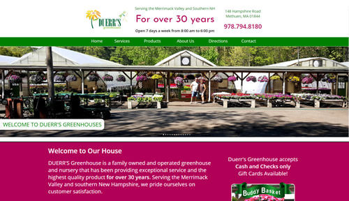 Bontra Web Design - Duerr's Greenhouses Methuen, MA
