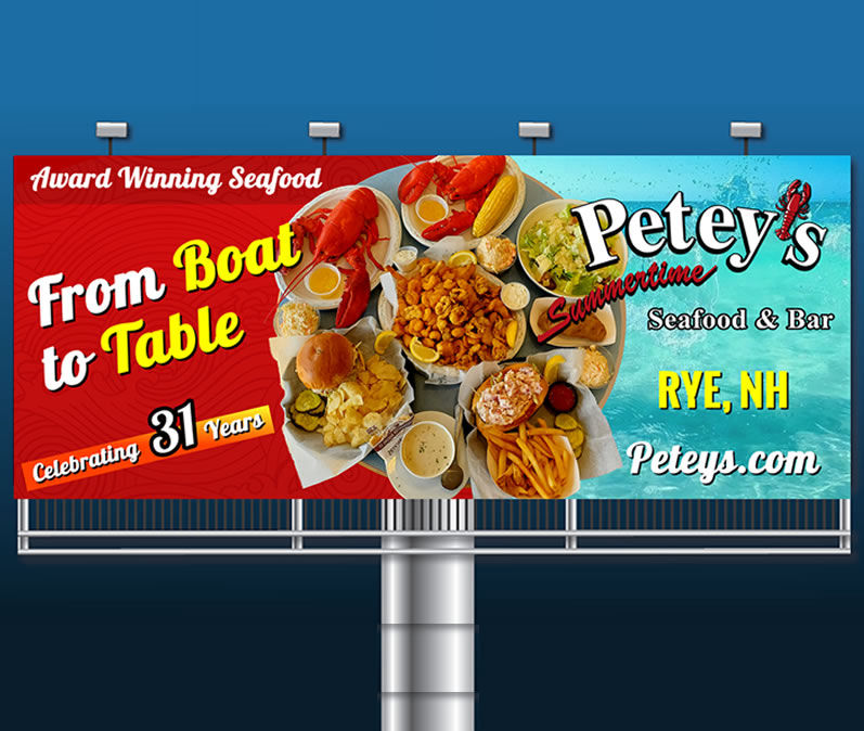 Bontra Web Design - Petey's Summertime Seafood billboard design